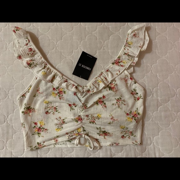 Forever 21 Floral Knit Crop top - Picture 2 of 3